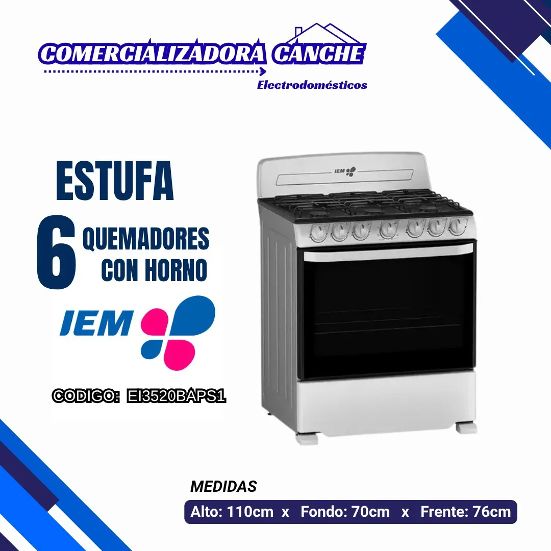 ESTUFA 6 QUEMADORES IEM CON HORNO
