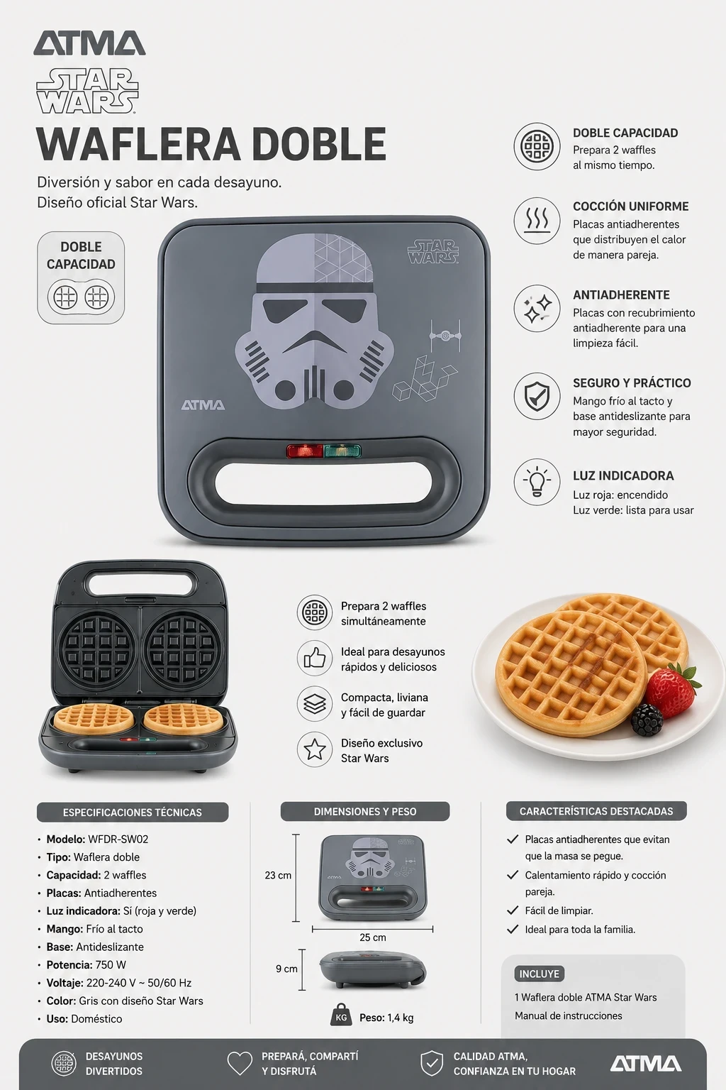 WAFLERA DOBLE STAR WARS ATMA 