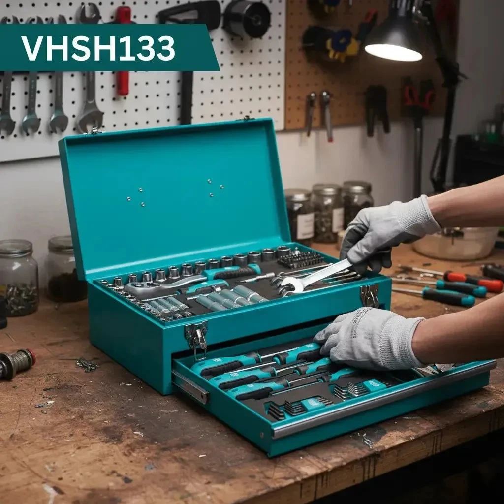 Caja Vöhler Gabinete Con Herramientas 133 Pzas Cromo Vanadio Azul Petróleo 4