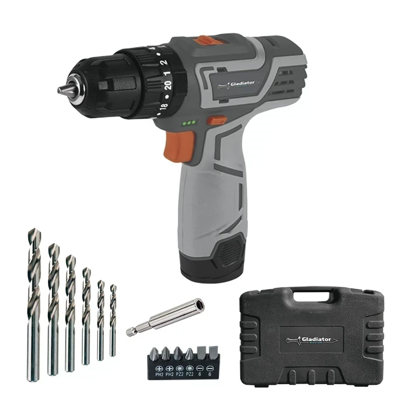 Taladro Atornillador Inalambrico 12V + Maleta con Acc. 𝙂𝙇𝘼𝘿𝙄𝘼𝙏𝙊𝙍