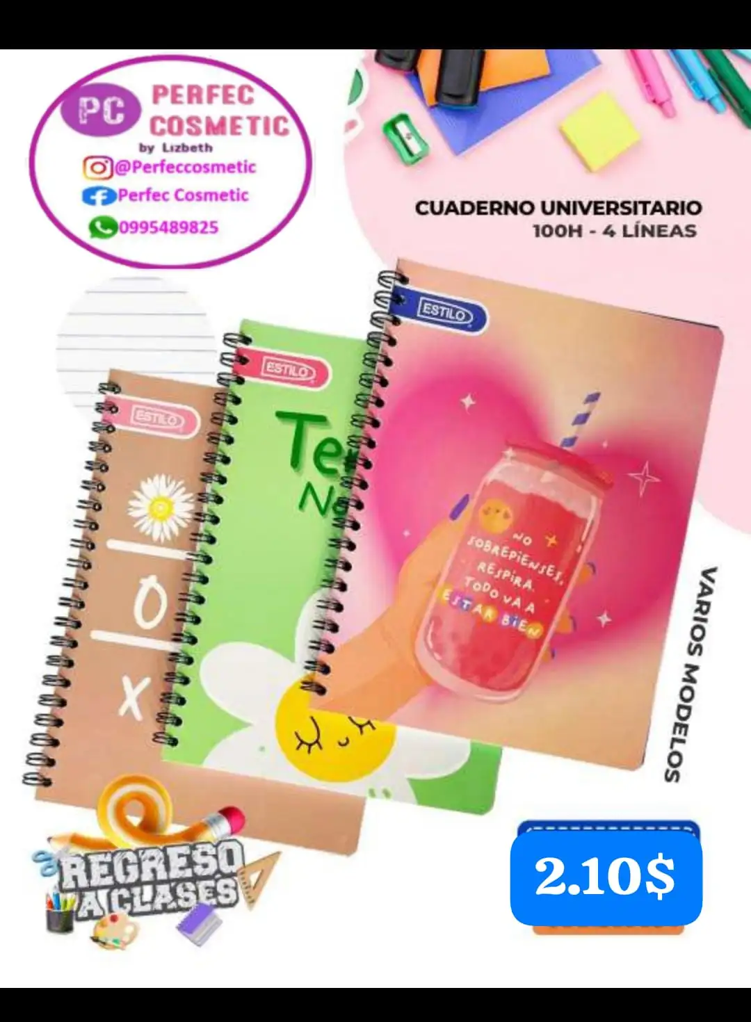 Cuaderno universitario 100 hojas 4 lineas 