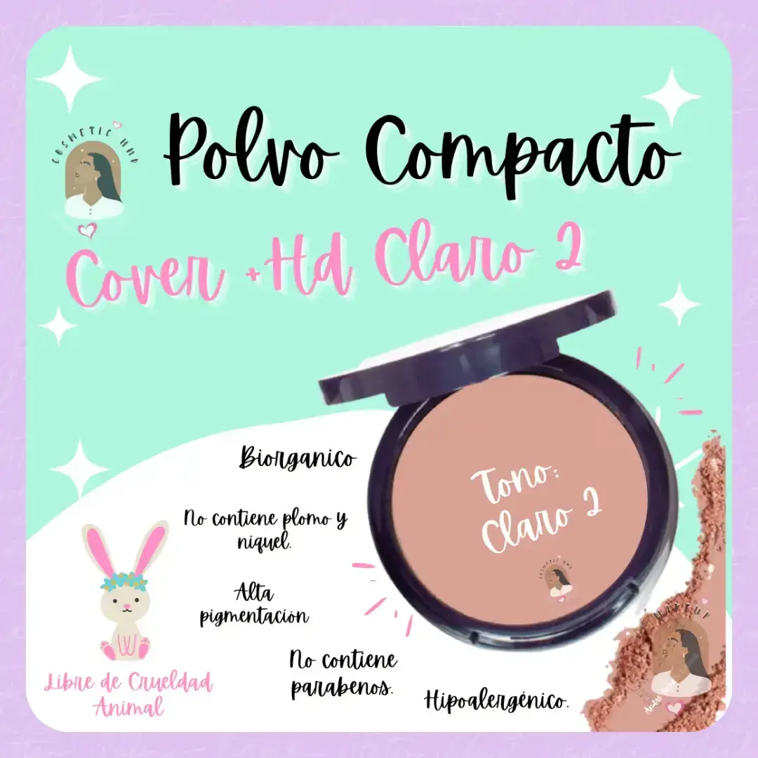 💛POLVO COMPACTO COVER +HD VARIOS TONOS 💛 2