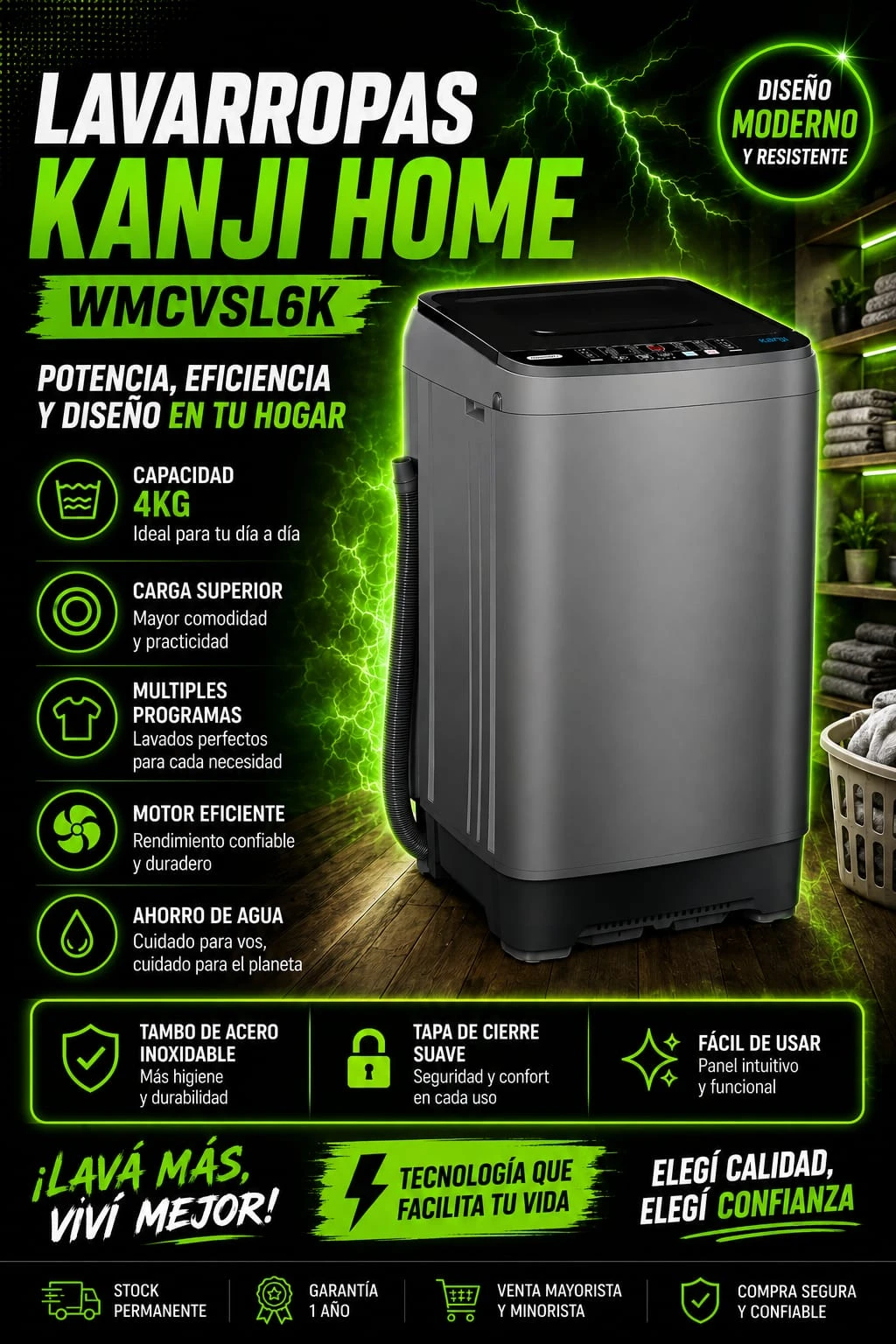 Lavarropas Kanjihome 4KG C/SUP