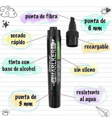 marcador marlker negro dos puntas 2