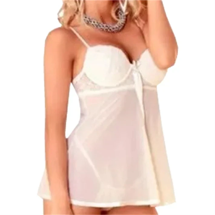 babydoll blanco de tul y puntilla
