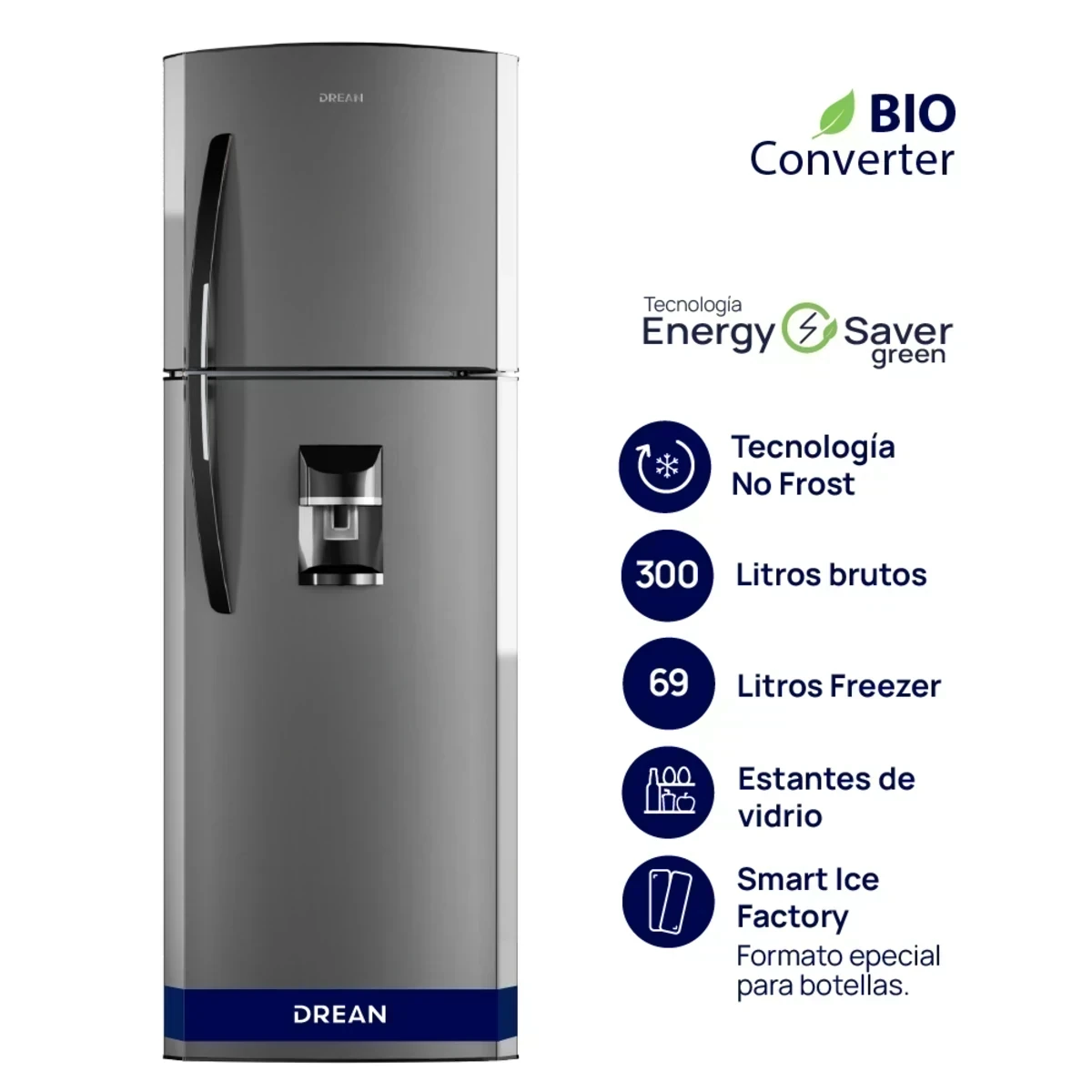 Heladera Drean con freezer No Frost 300 L Steel 