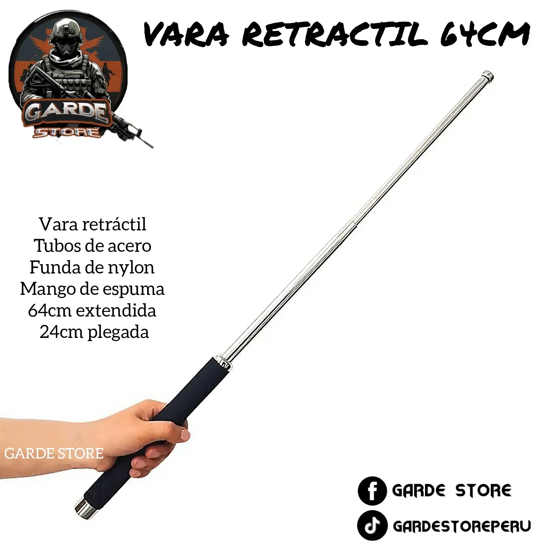Vara retractil cromada 64cm. 4