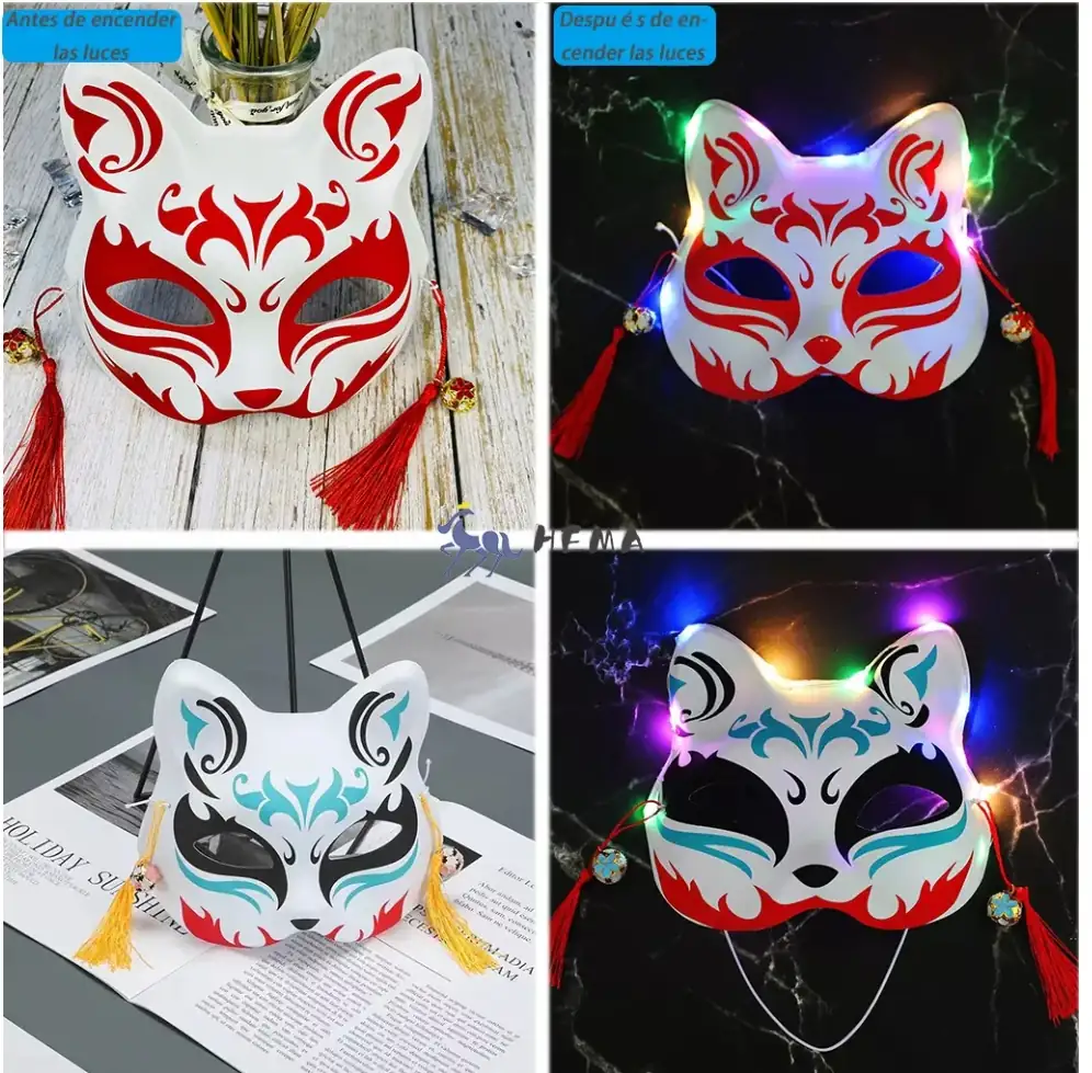 Mascara luminosa de zorro estilo japones  2