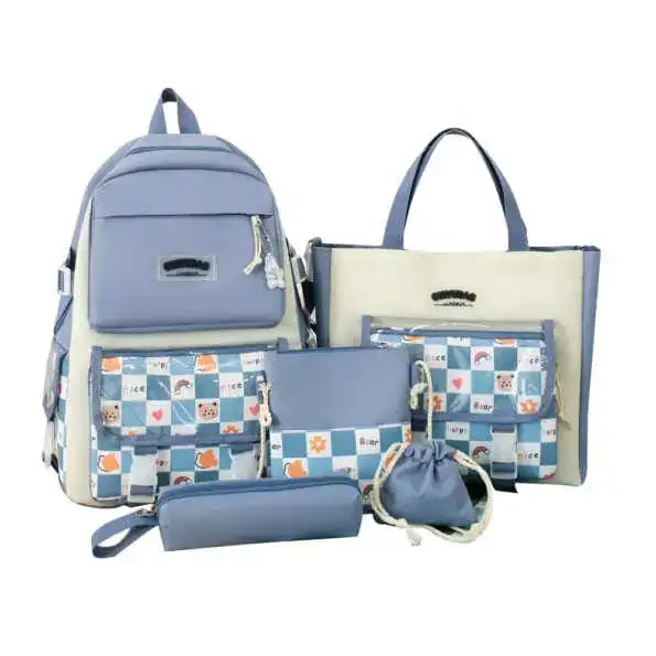Juego De Mochila 4 Compartimentos, Bolsa De Mano Y 3 Bolsas Chicas