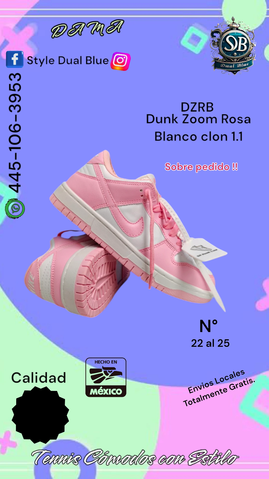 Dunk Zoom Rosa Blanco clon 1.1
