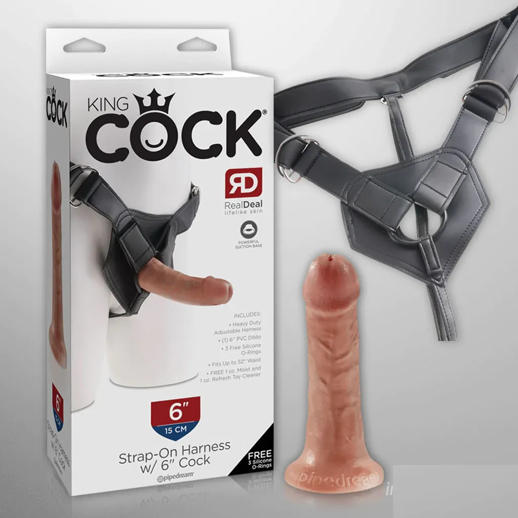 King Cock Strap-on Harness w/ 6″ Cock Flesh