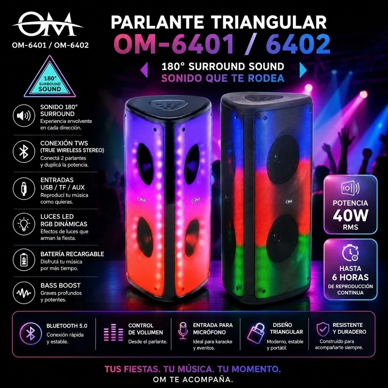 PARLANTE OM TRIANGULAR 4 x 6,5" 60W OM-6402/6401