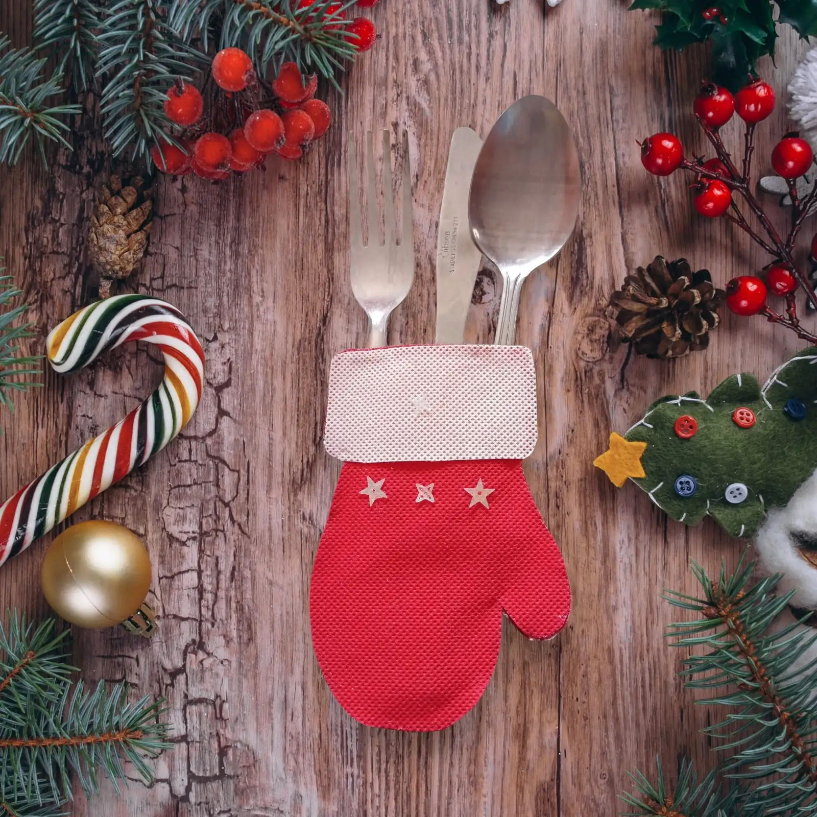 Porta cubiertos navideños 