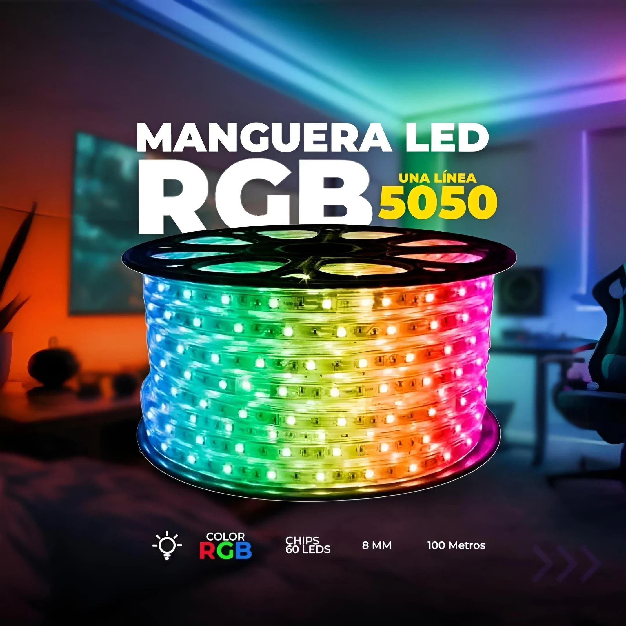 MANGUERA LED RGB 5050 60L/M IP65 