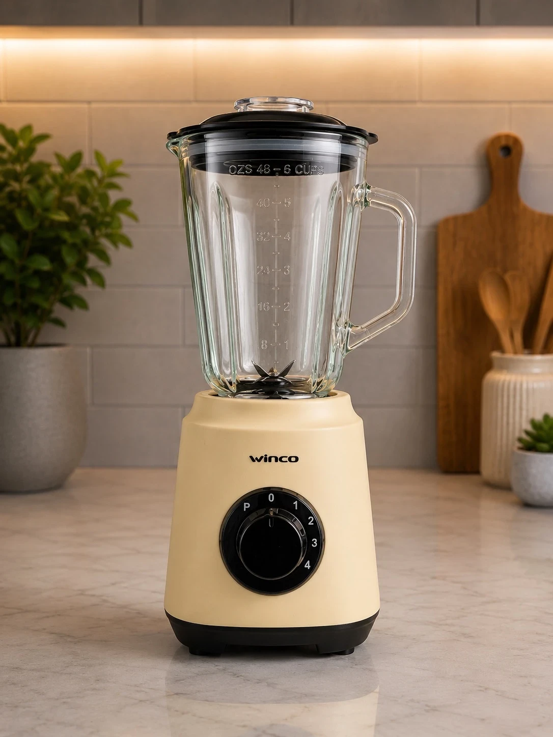 LICUADORA WINCO JARRA DE VIDRIO CREMA 1.5LTS 500W