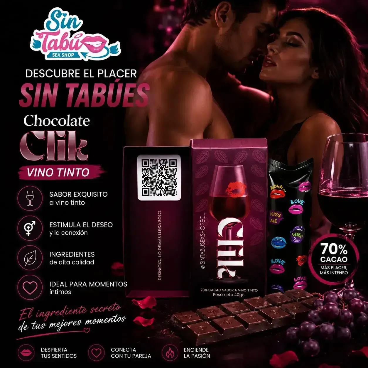 CHOCOLATE ESTIMULANTE SABOR A VINO TINTO 