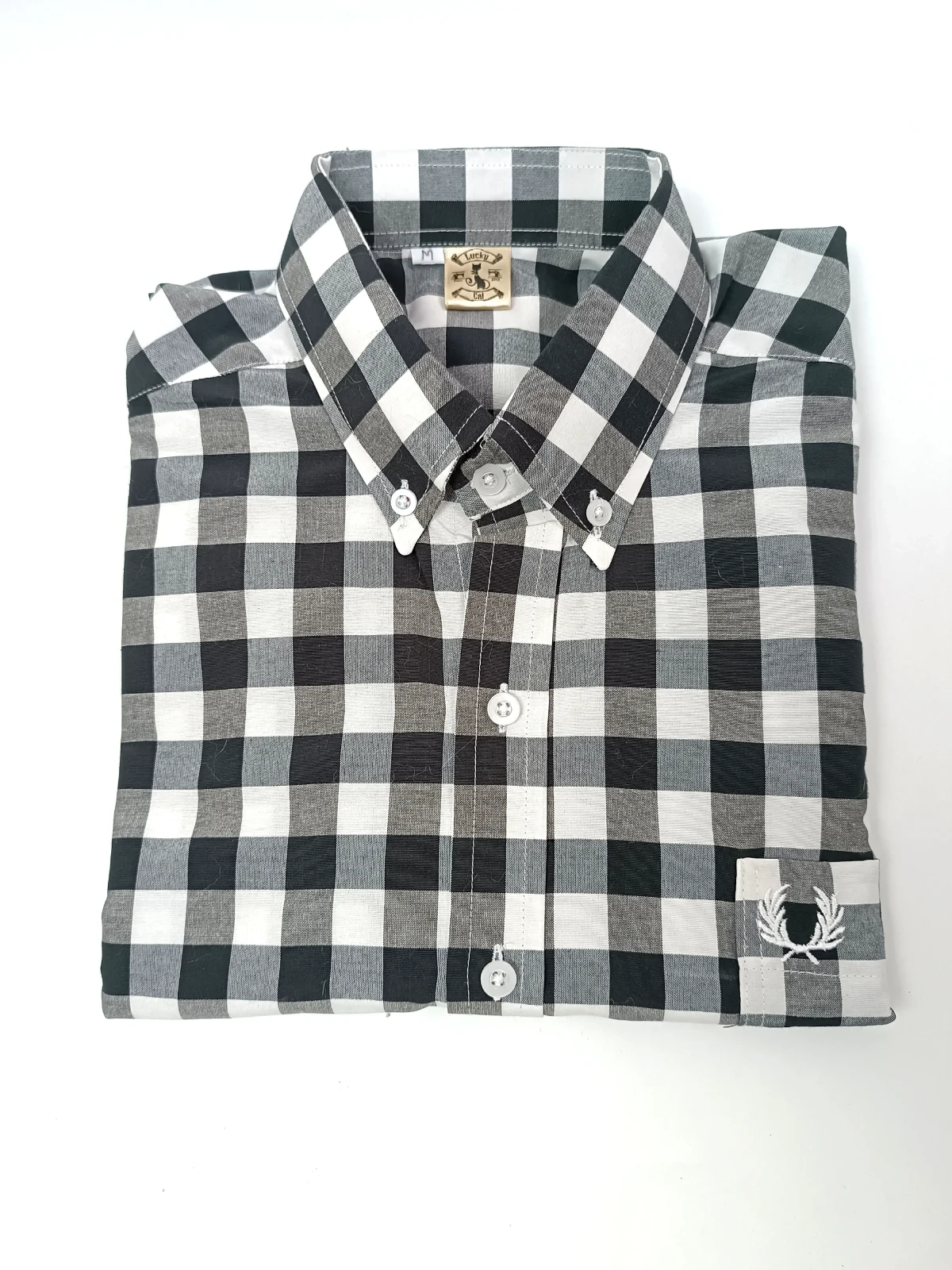 Camisa cuadros blanco con negro talla M 