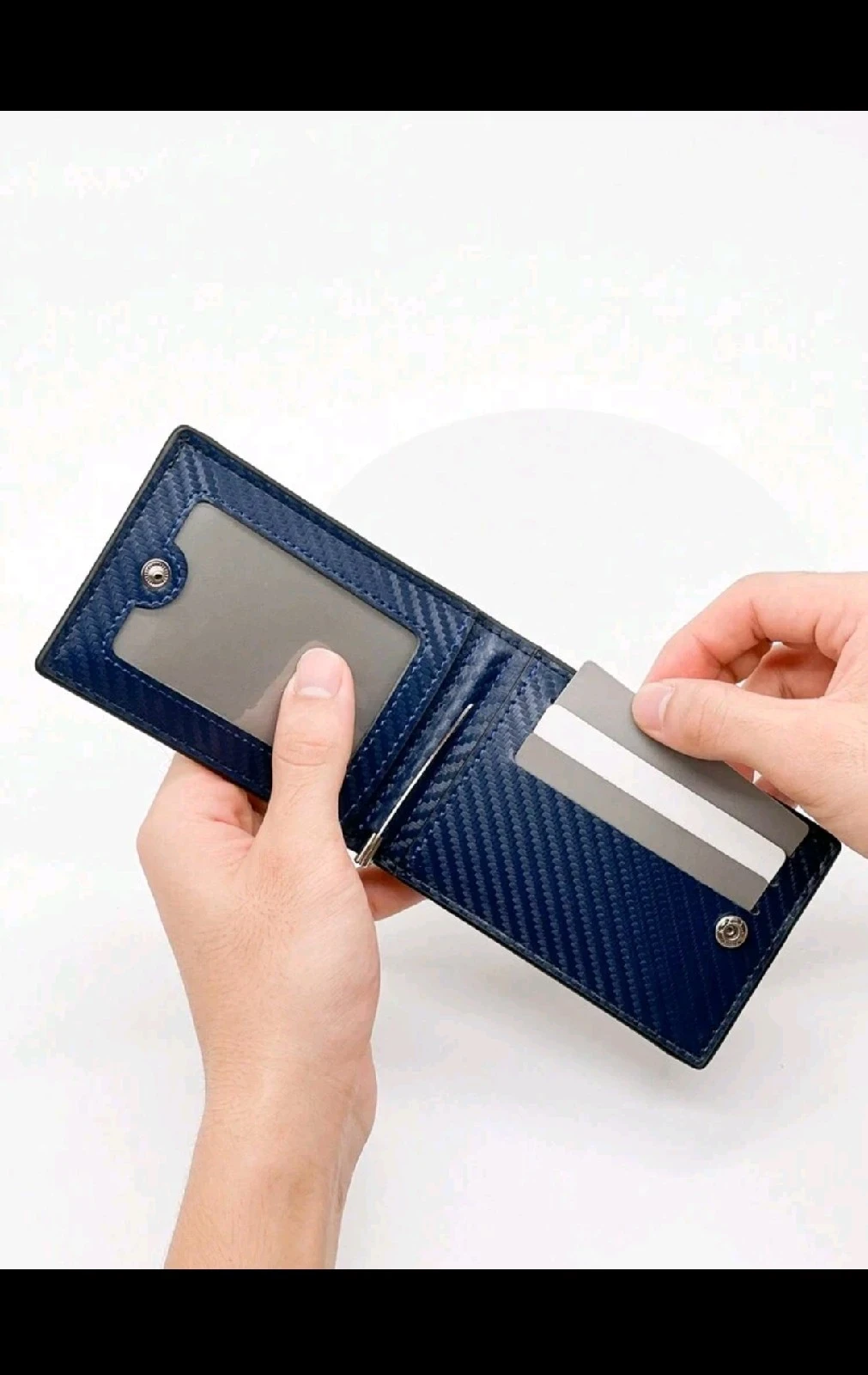 Billetera Ejecutiva Slim con Clip para Billetes y Estilo Fibra de Carbono 7