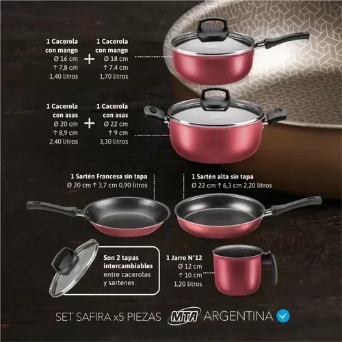 Ollas MTA SAFIRA 7 Piezas Roja 2