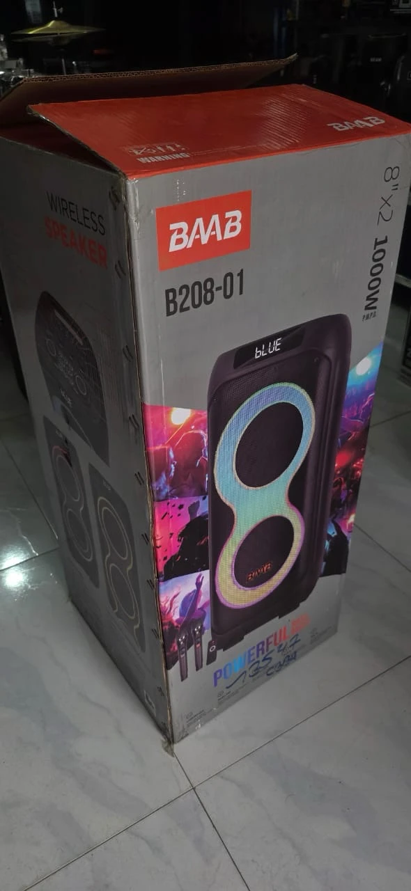 PARLANTE RECARGABLE "BAAB" B208-01   CON DOBLE BAFLE DE 8 PULGADAD Y 2 MIC INALAMBRICO         PRECIO: 1320BS🎼 2