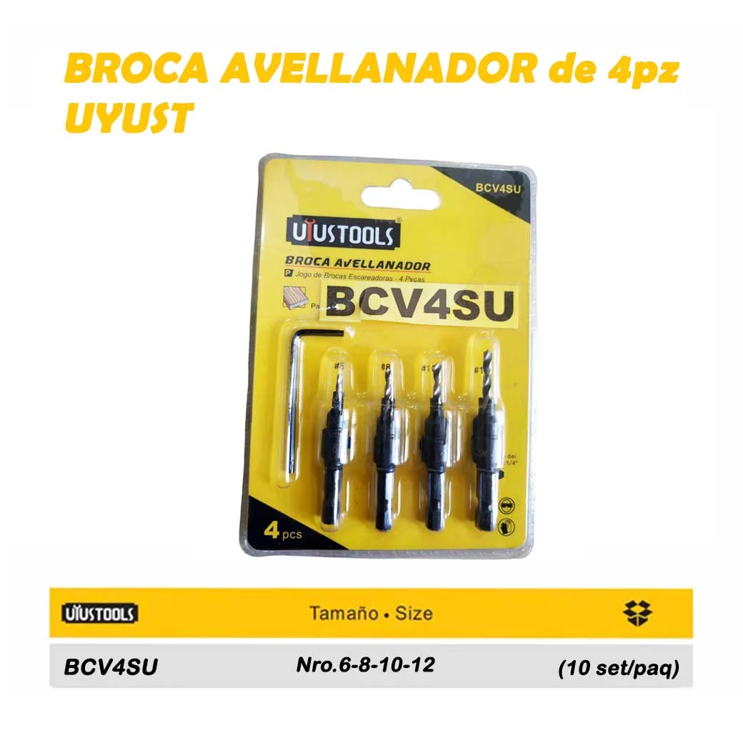 BROCA AVELLANADOR de 4pz UYUST Nro.6-8-10-12
