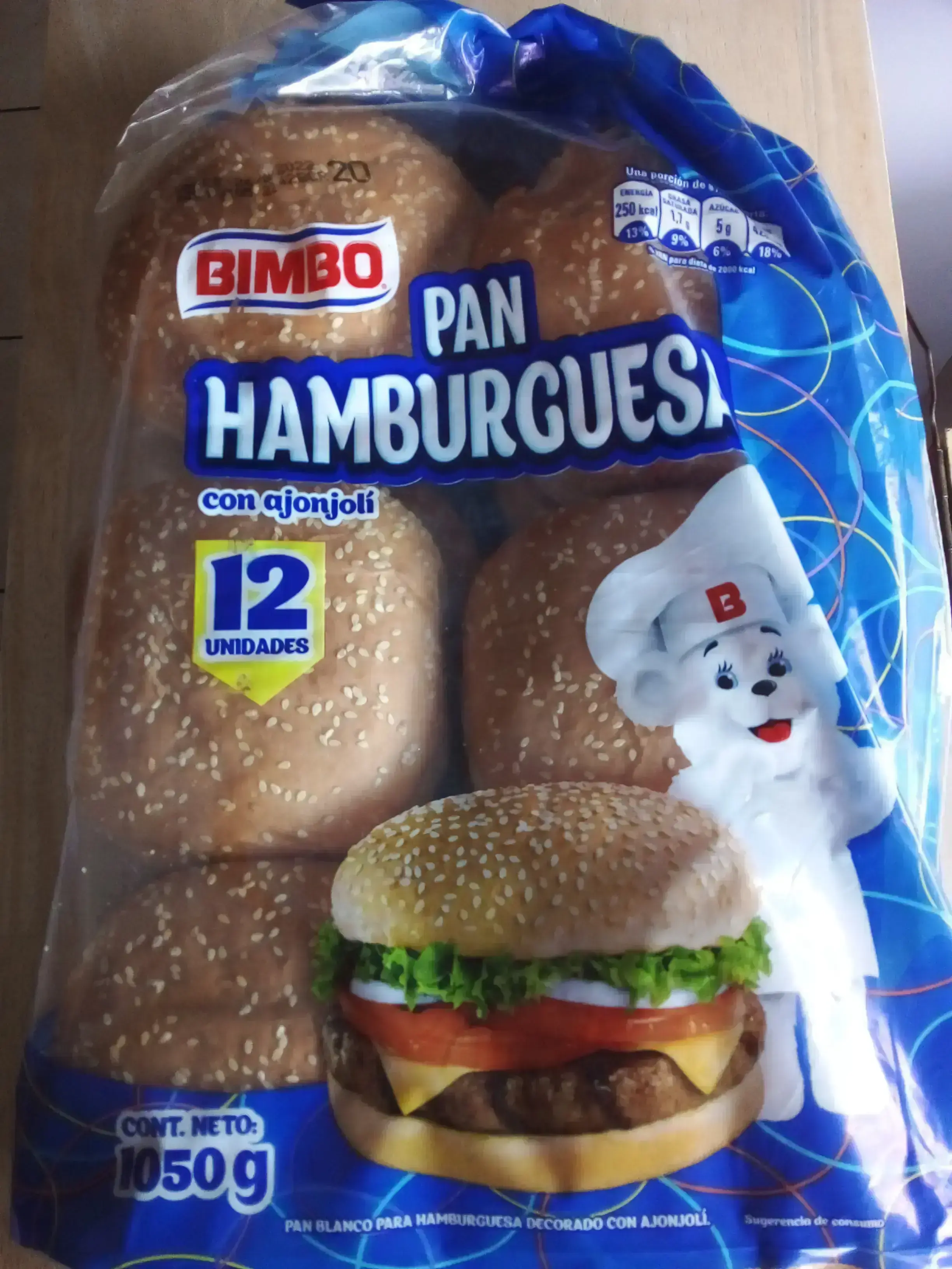 Pan hamburguesa con ajonjoli de 12 unindades 