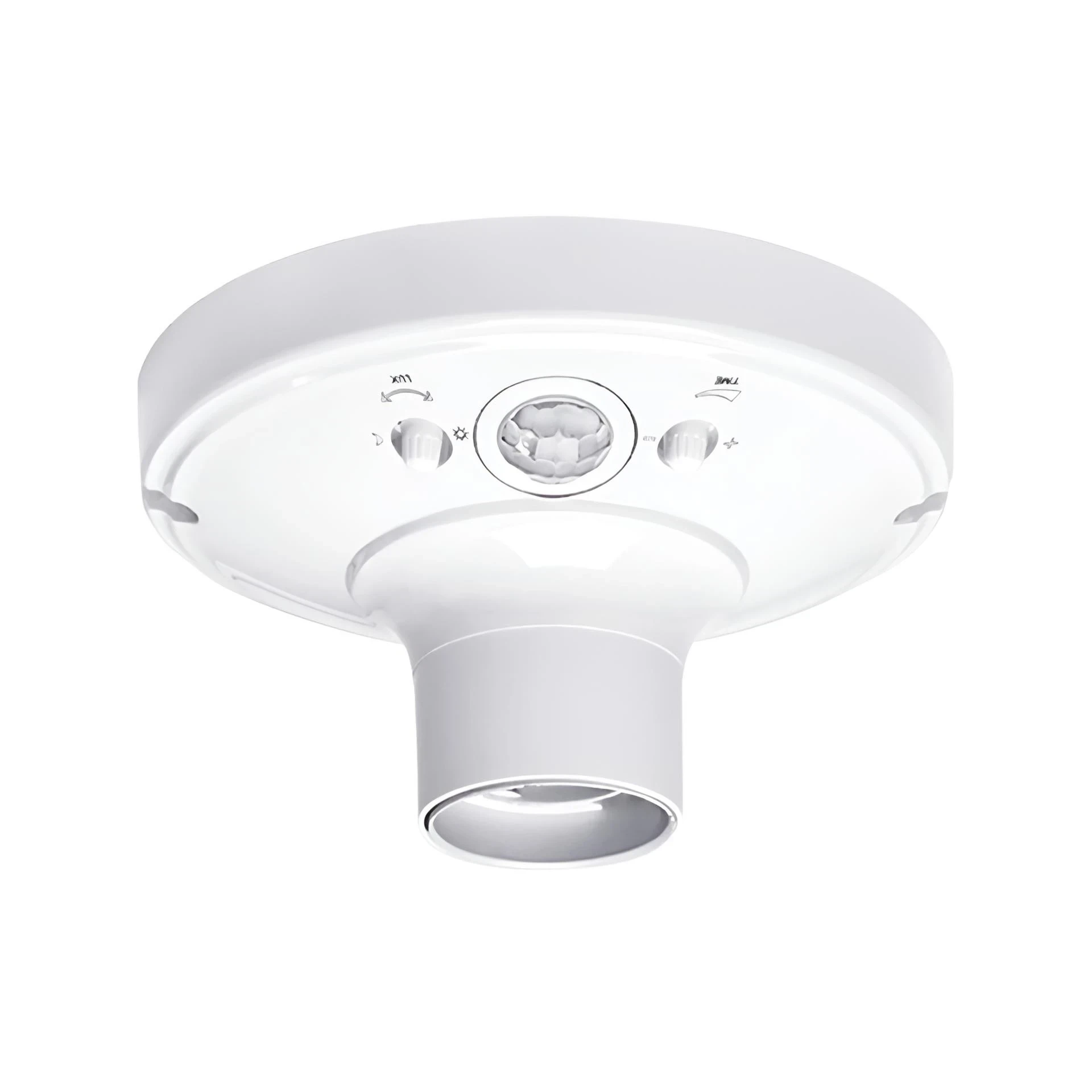 SENSOR MOVIMIENTO PIR TIPO ROSETON 60W E27 IP44 8M 120° AJUSTABLE 3"-12'