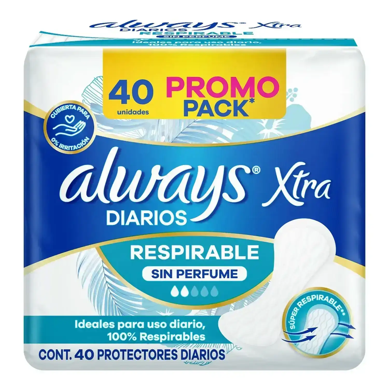 Sin stock Protectores Diarios Sin Perfume, Always Loción Respirable X 40 U