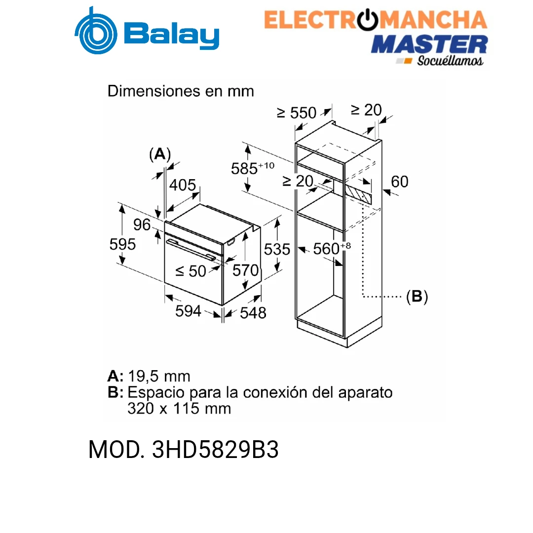 HORNO CON VAPOR BALAY 3HD5829B3 PIROLITICO CRISTAL BLANCO CLASE A  10