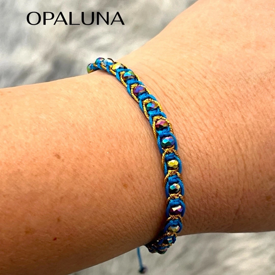 Pulsera tejida cristales 