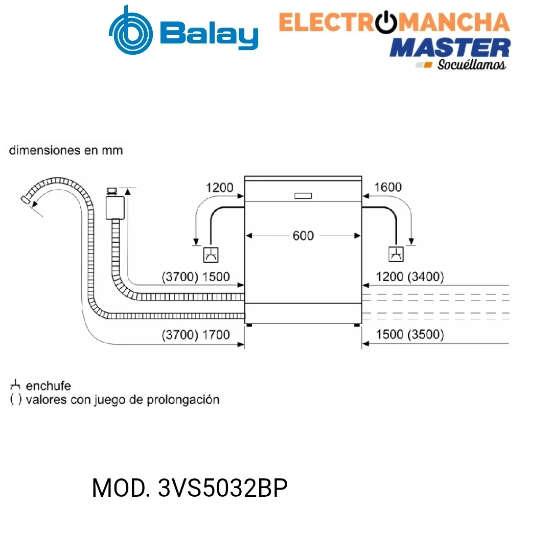 LAVAVAJILLAS BALAY 3VS5032BP 3 BANDEJA BLANCO 13 CUB. CLASE C 7