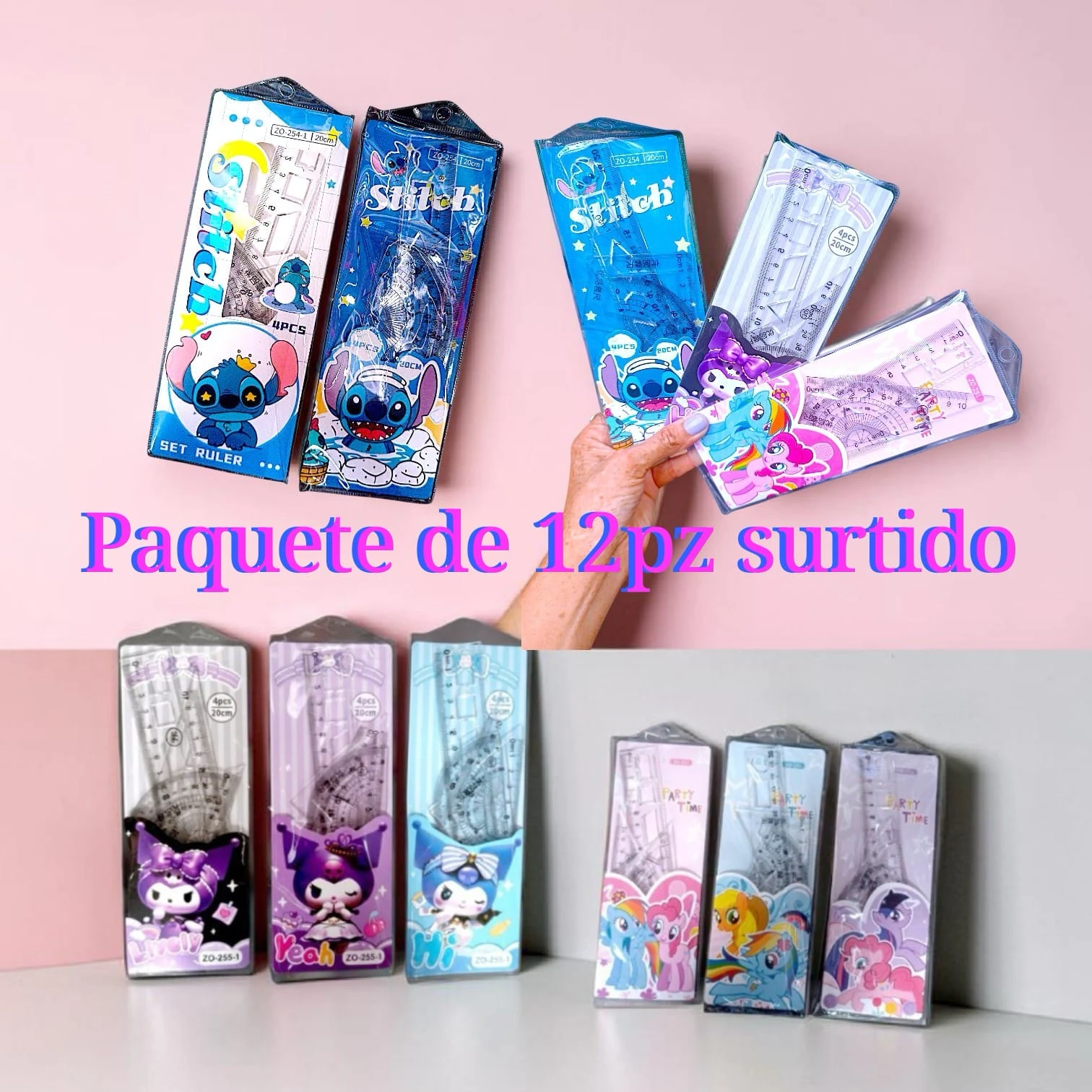 Paquete de 12 juegos de geometria 