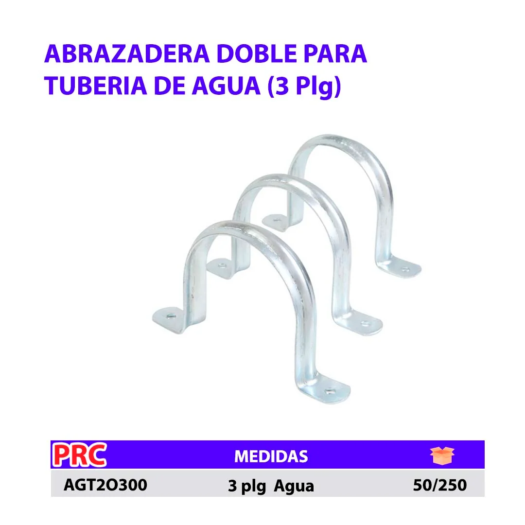 ABRAZADERA Doble TUBERIA 3" Agua