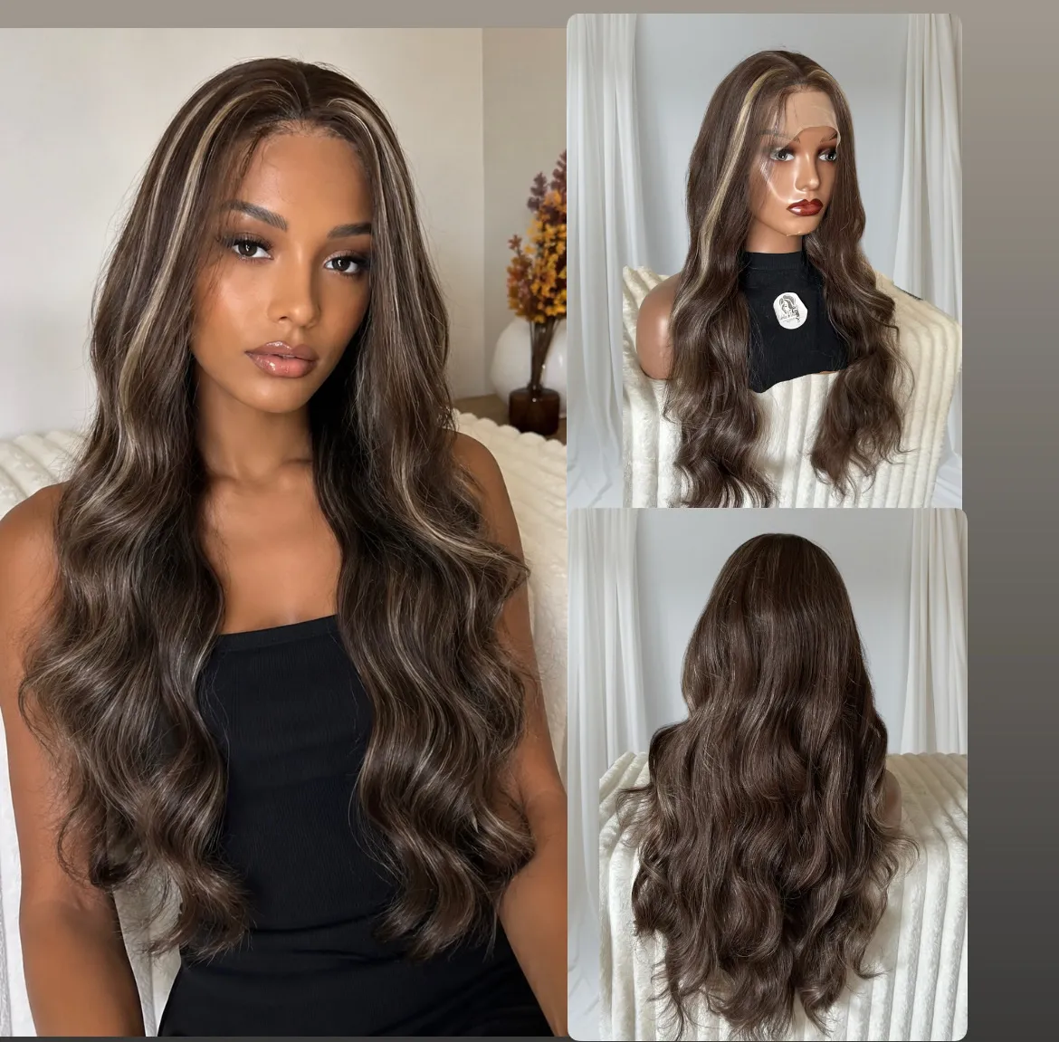 Peluca Semi humana de 28”  frontal lace 13x4