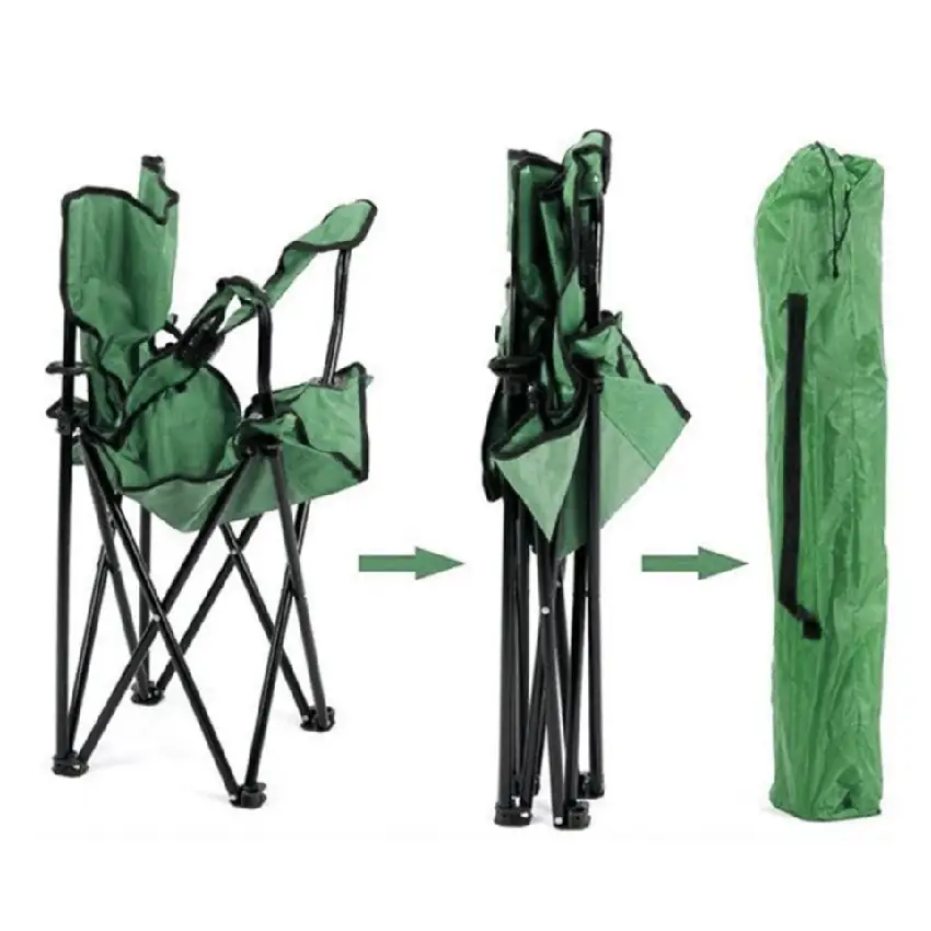 Cuatro sillas Plegables Playa, exteriores, camping, funda, Portavasos. Verde  2