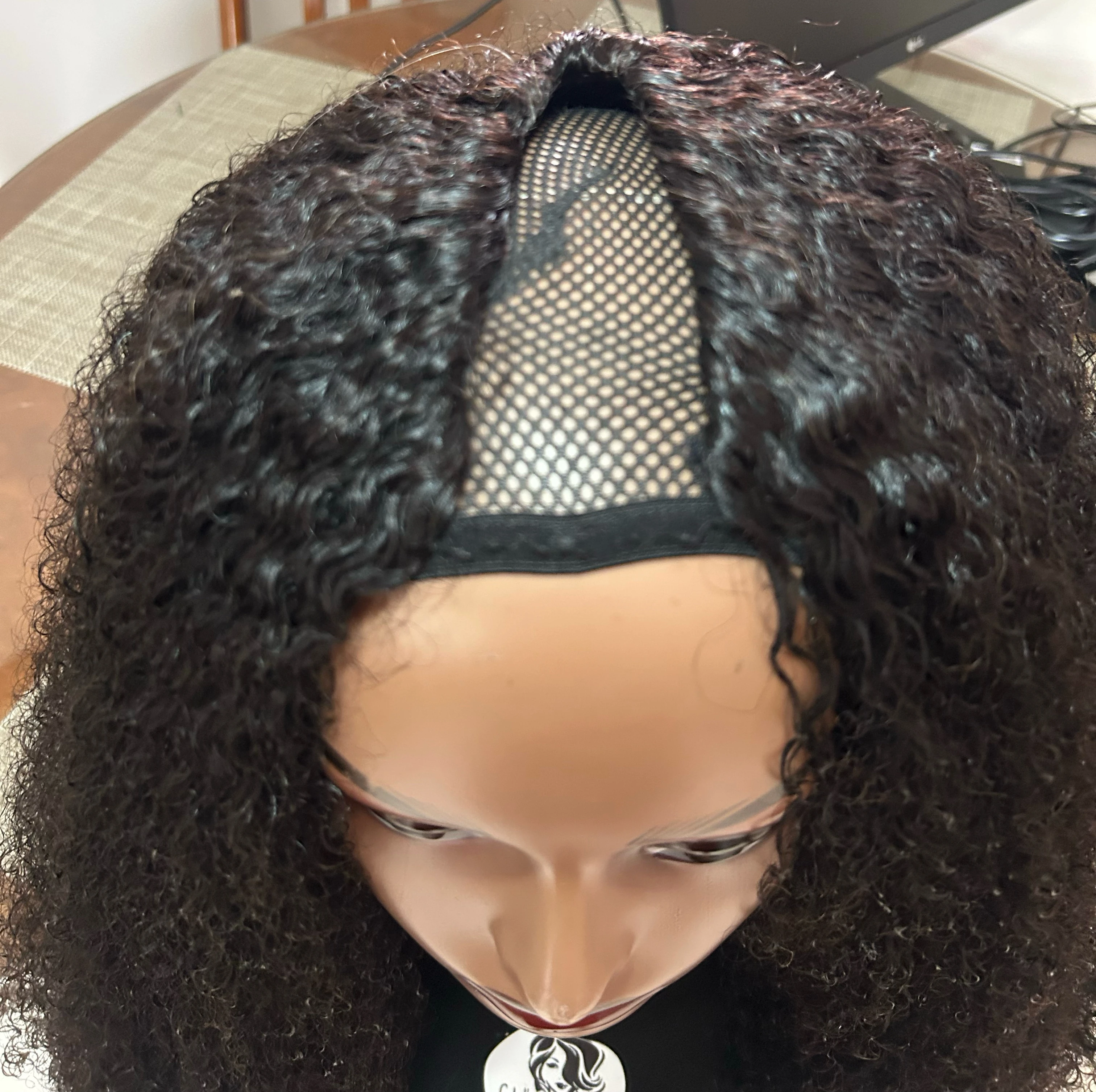 Pelucas de cabello humano rizado sin pegamento con parte en V, sin encaje, ,afro, rizado, con clips, sin coser, densidad del 200%, color negro natural, 20 pulgadas 5