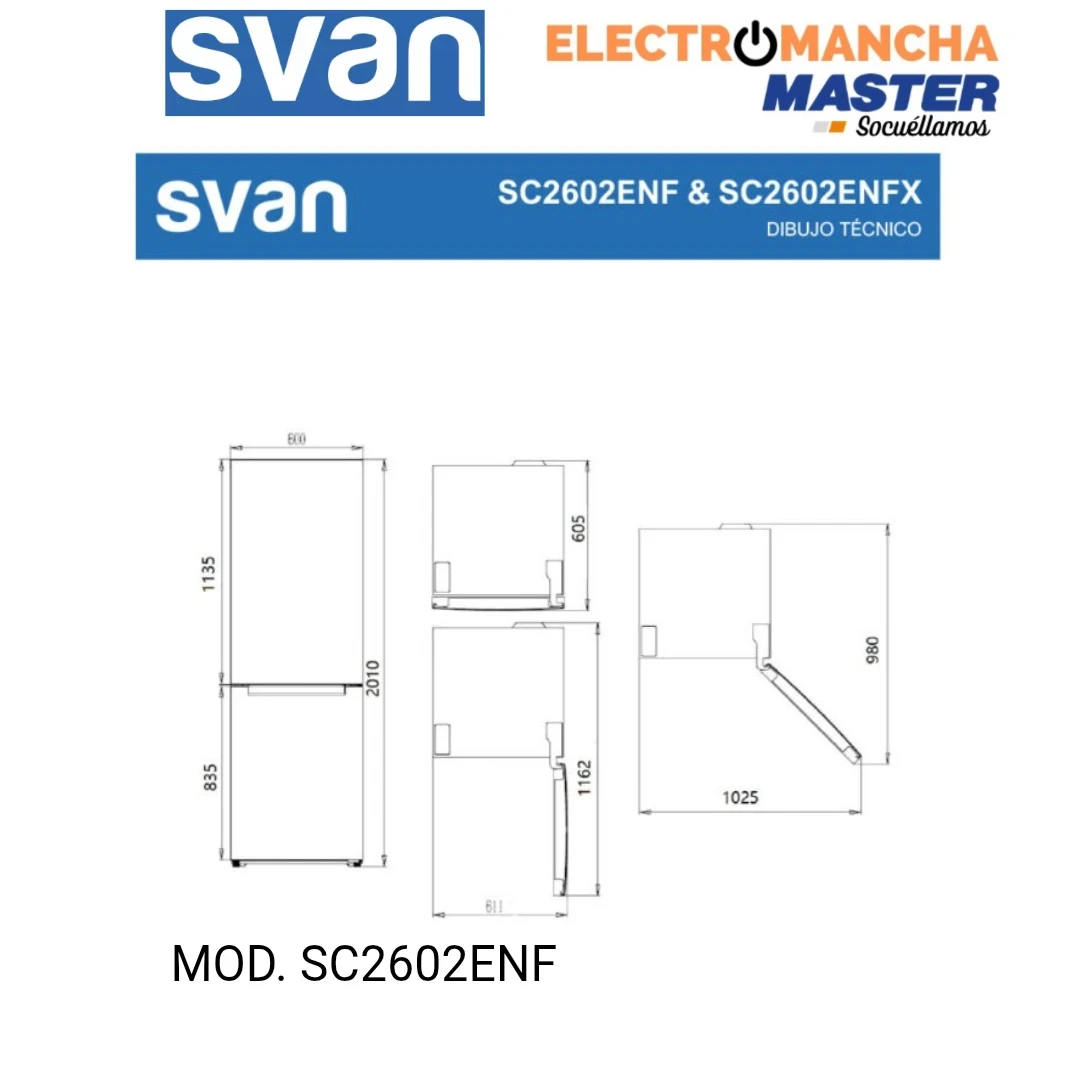 FRIGO COMBI SVAN SC2602ENF 2,01*60 BLANCO NF E 4