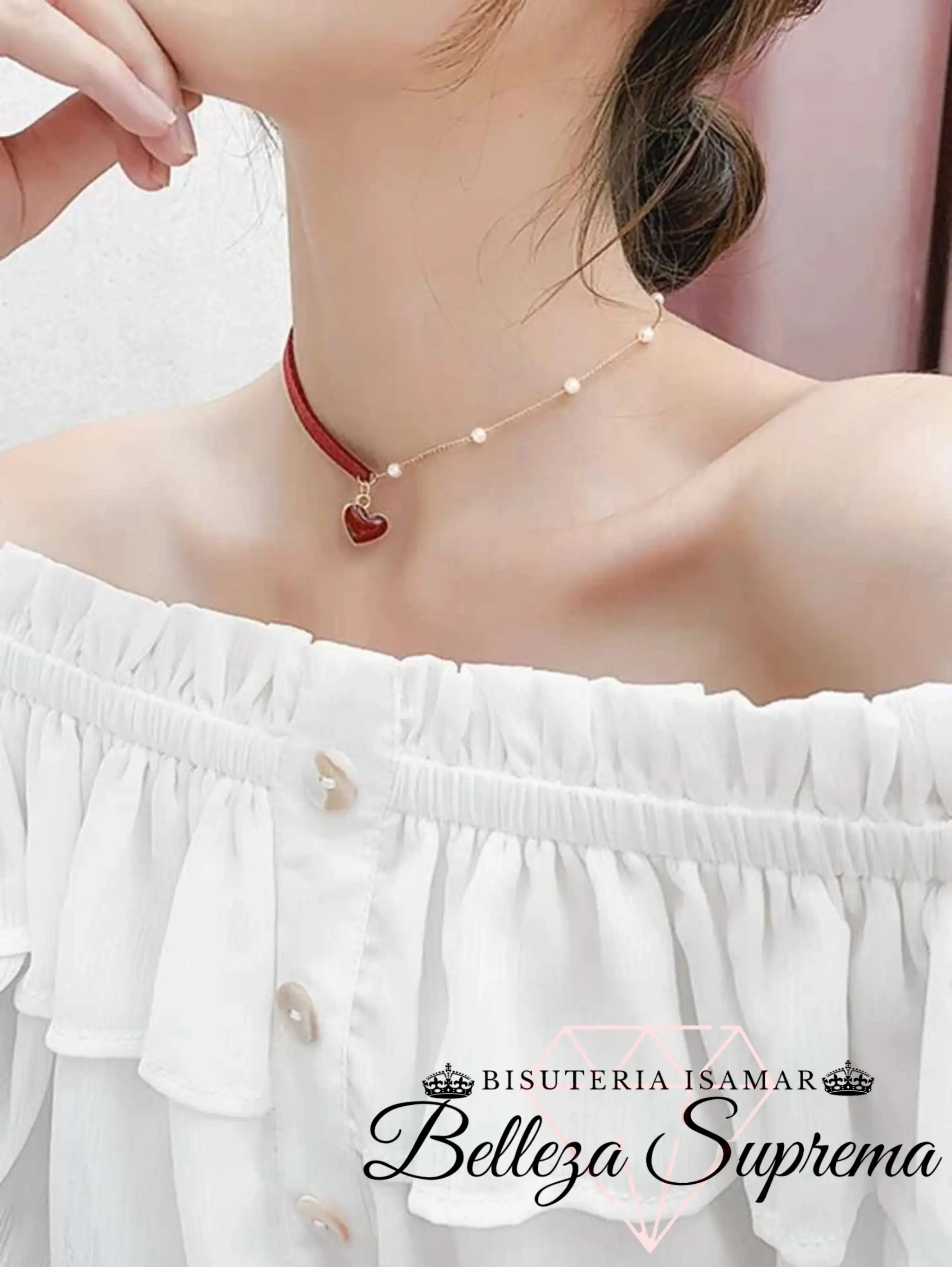 COLLAR CON PERLAS Y CUERO 4