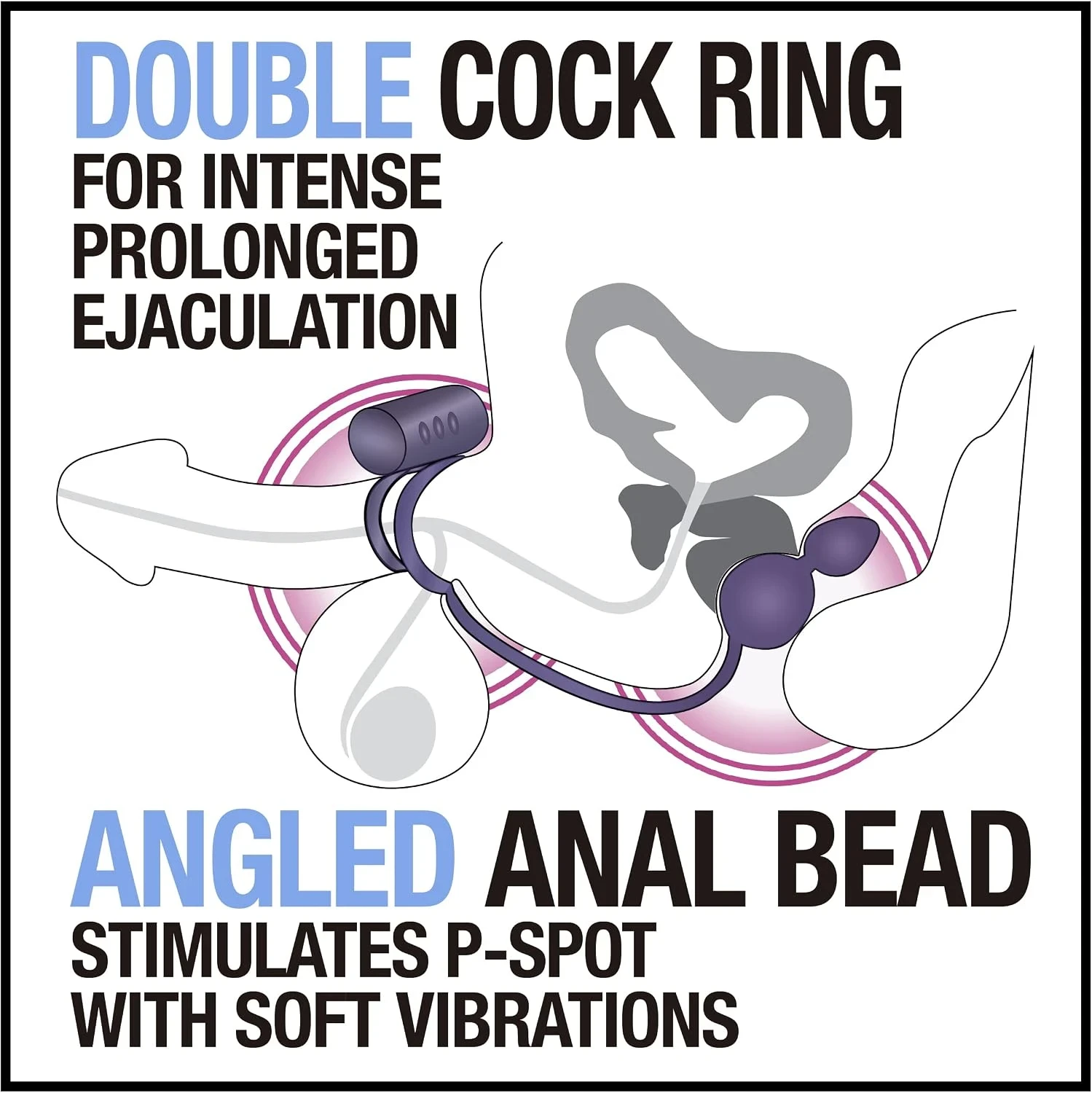 Anal Adventures Platinum - Silicone Anal Plug with Vibrating C-Ring - Black 4