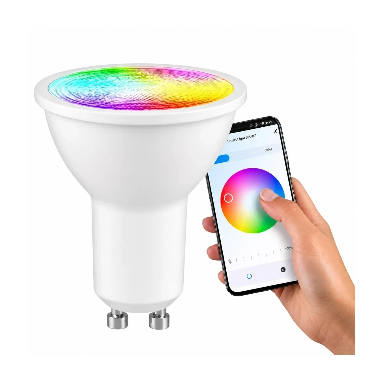 FOCO LED DICROICO SMART WIFI GU10 5W 38° RGB+CCT 400LM RA 80 PF 0.5 100-240V
