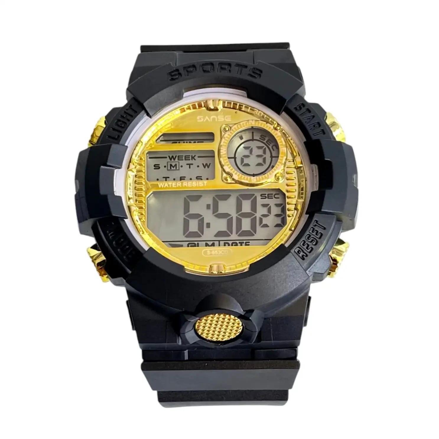 Reloj Deportivo Digital Sumergible Negro Dorado 2