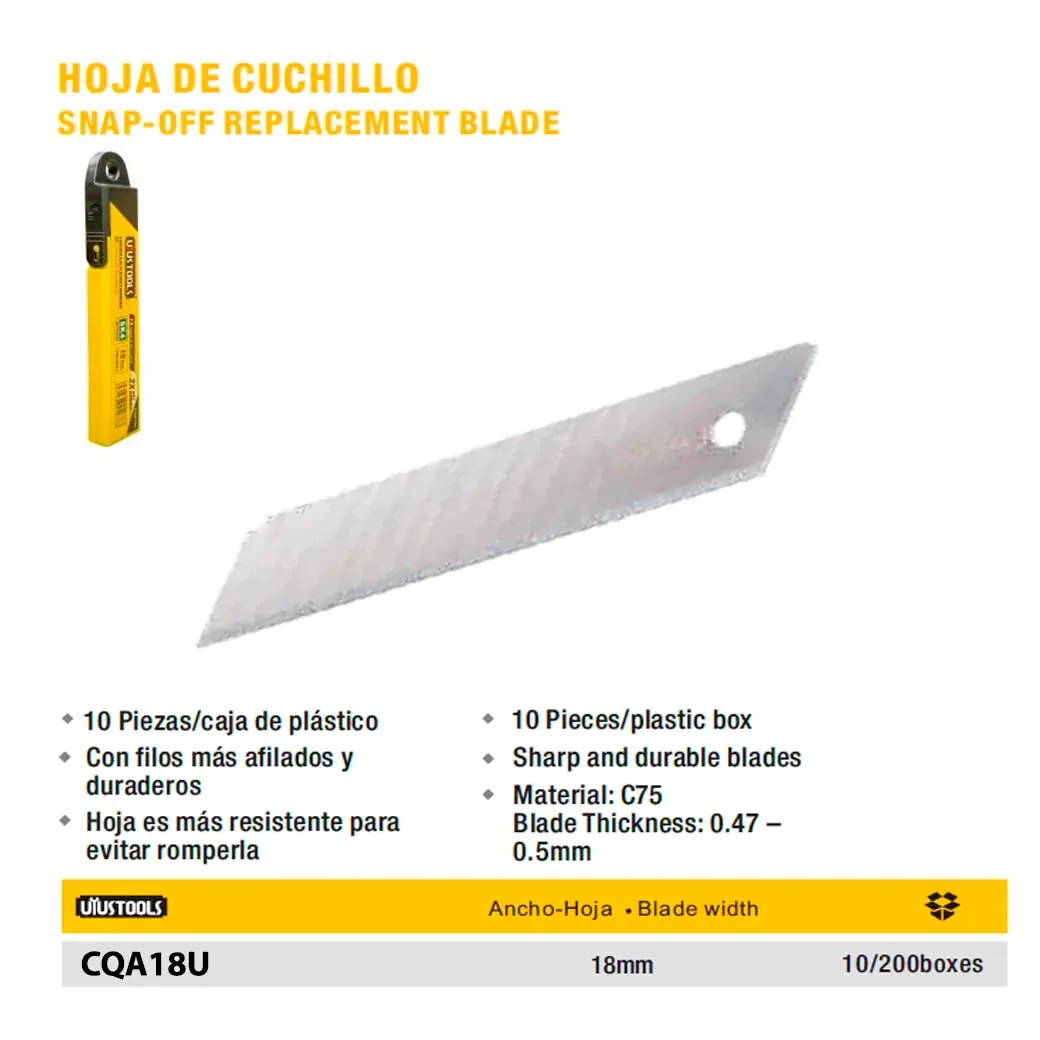 HOJA DE ESTILETE UYUST 18 mm (10 PZS) 