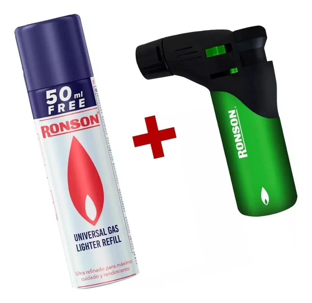 Soplete + Gas Ronson 300ml De Cocina Y Repostería Recargable 