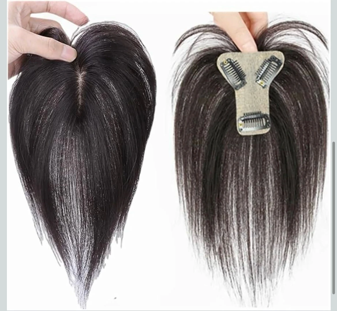 Topper de cabello humano  10” color chocolate oscuro 3
