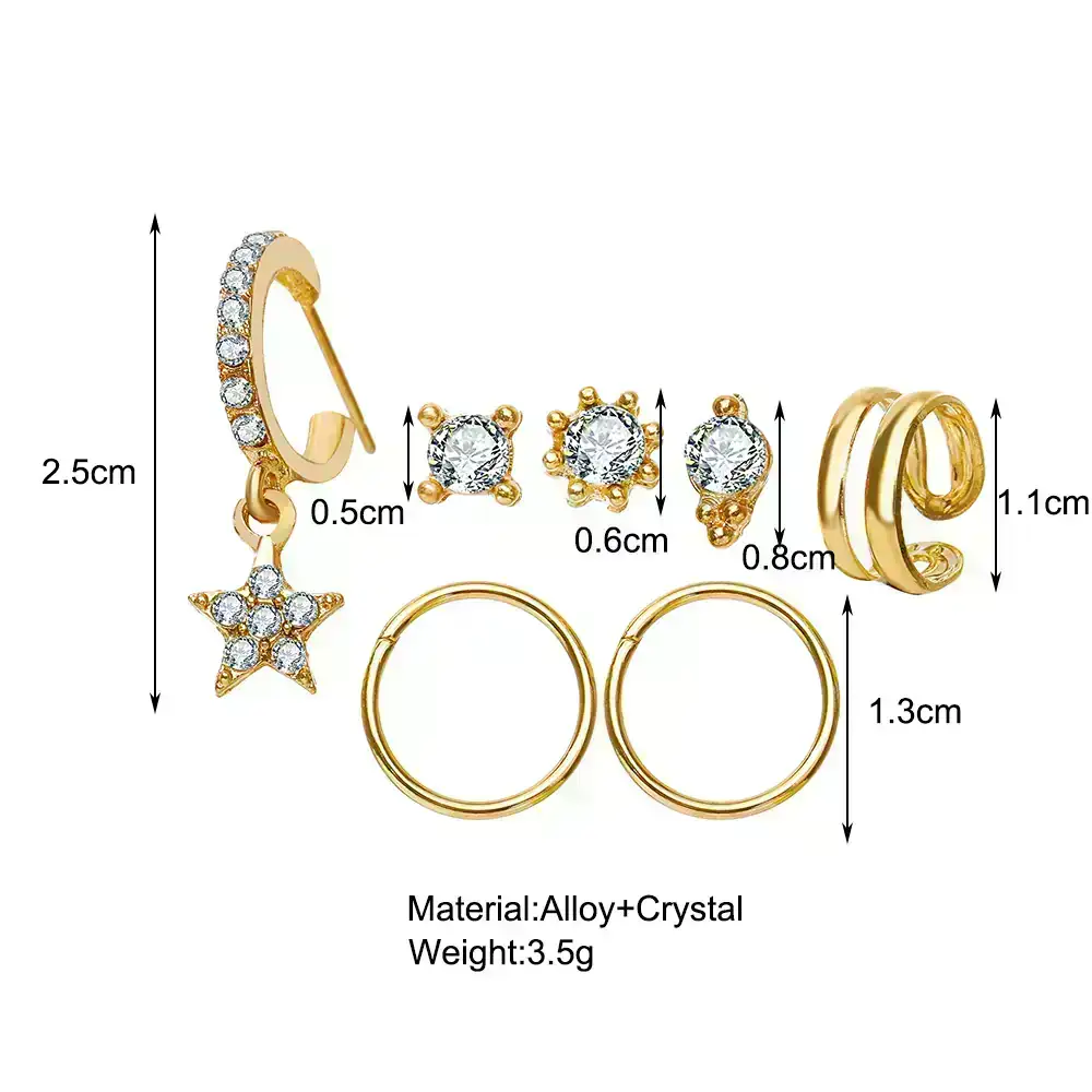 Set x6 Aretes Estrella Retro REF: MS06 4