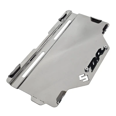 AC DR 150 Porta placa con tornillos ocultos / acero cromado con logo 3d negro ML