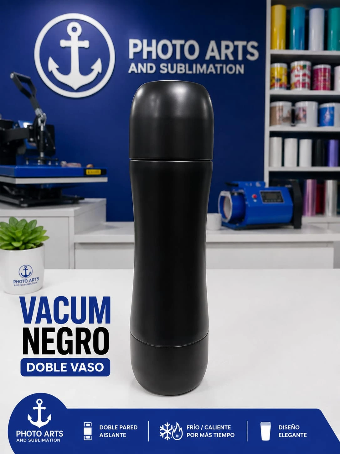 Vacum Negro Doble vaso