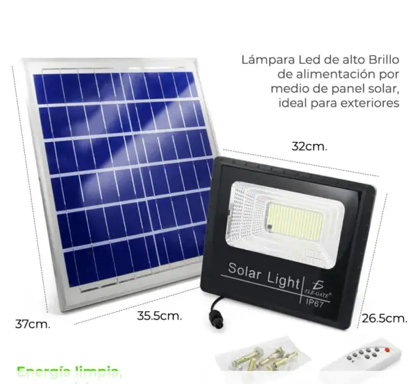 Reflector LED 300W Con Panel Solar  3