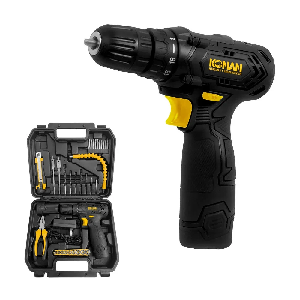Set Taladro Atornillador a Batería 12V con Herramientas Konan 5