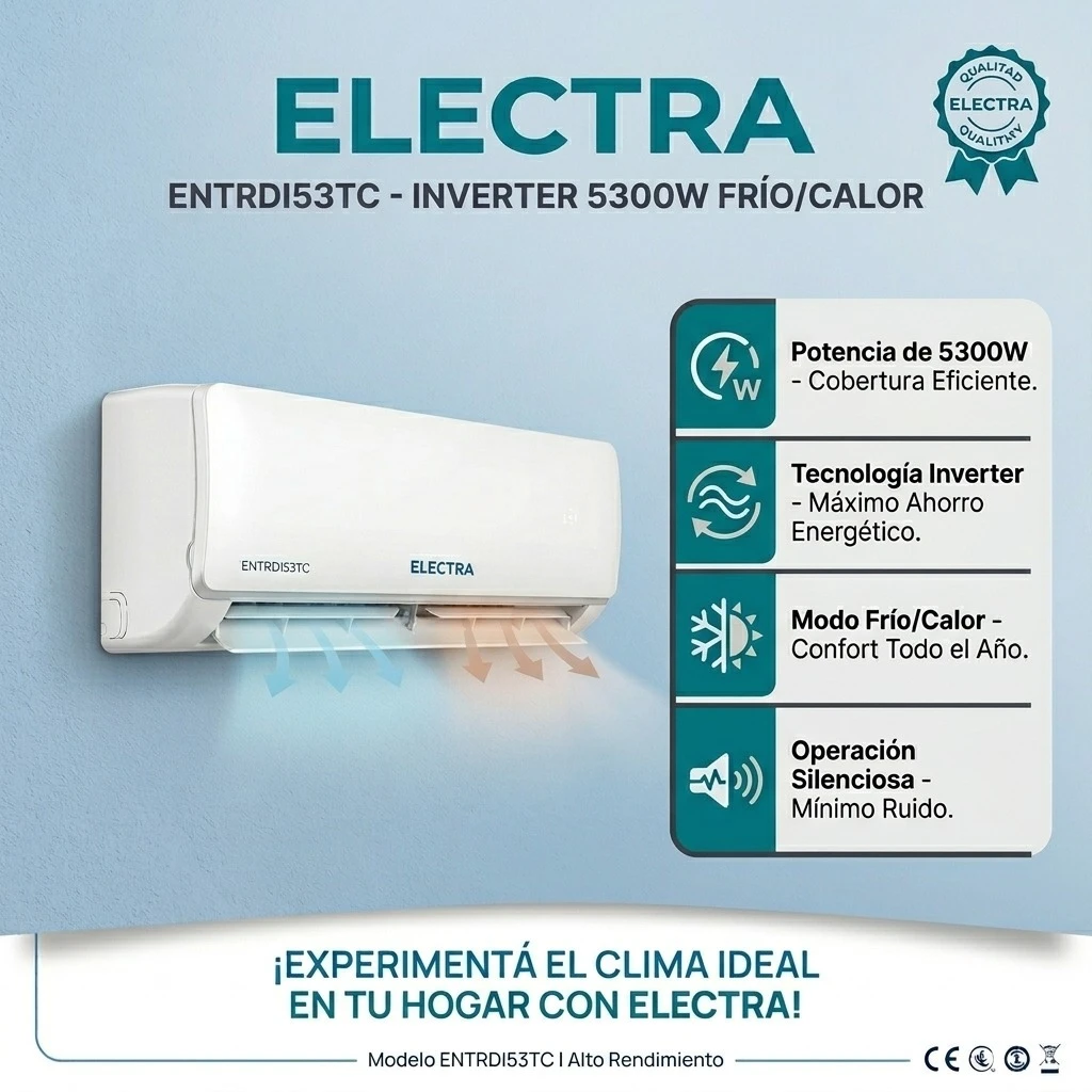 AIRE ACONDICIONADO ELECTRA 5300W INVERTER FRÍO/CALOR ENTRDI53TC